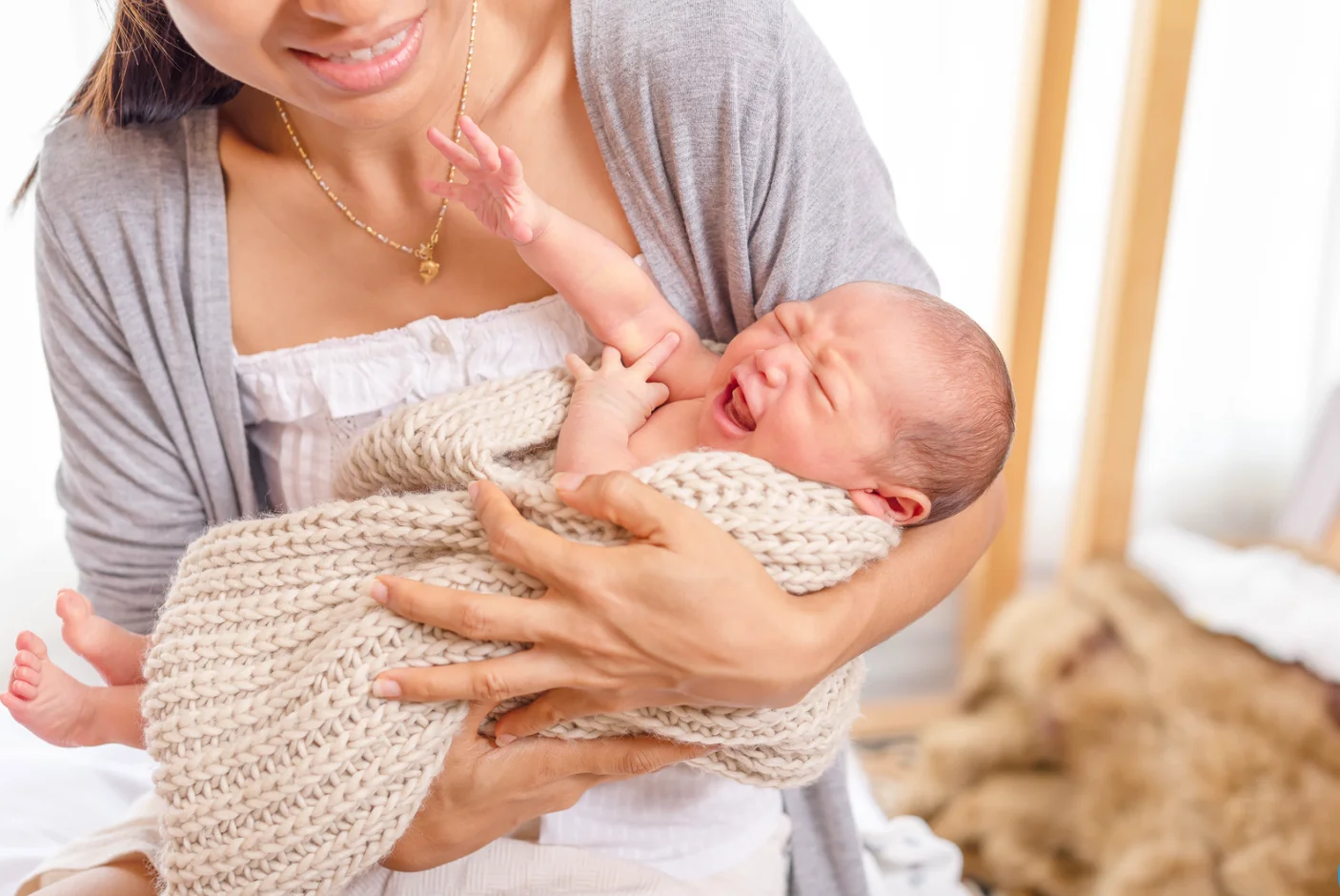 Baby making grunting sounds and raspy breathing