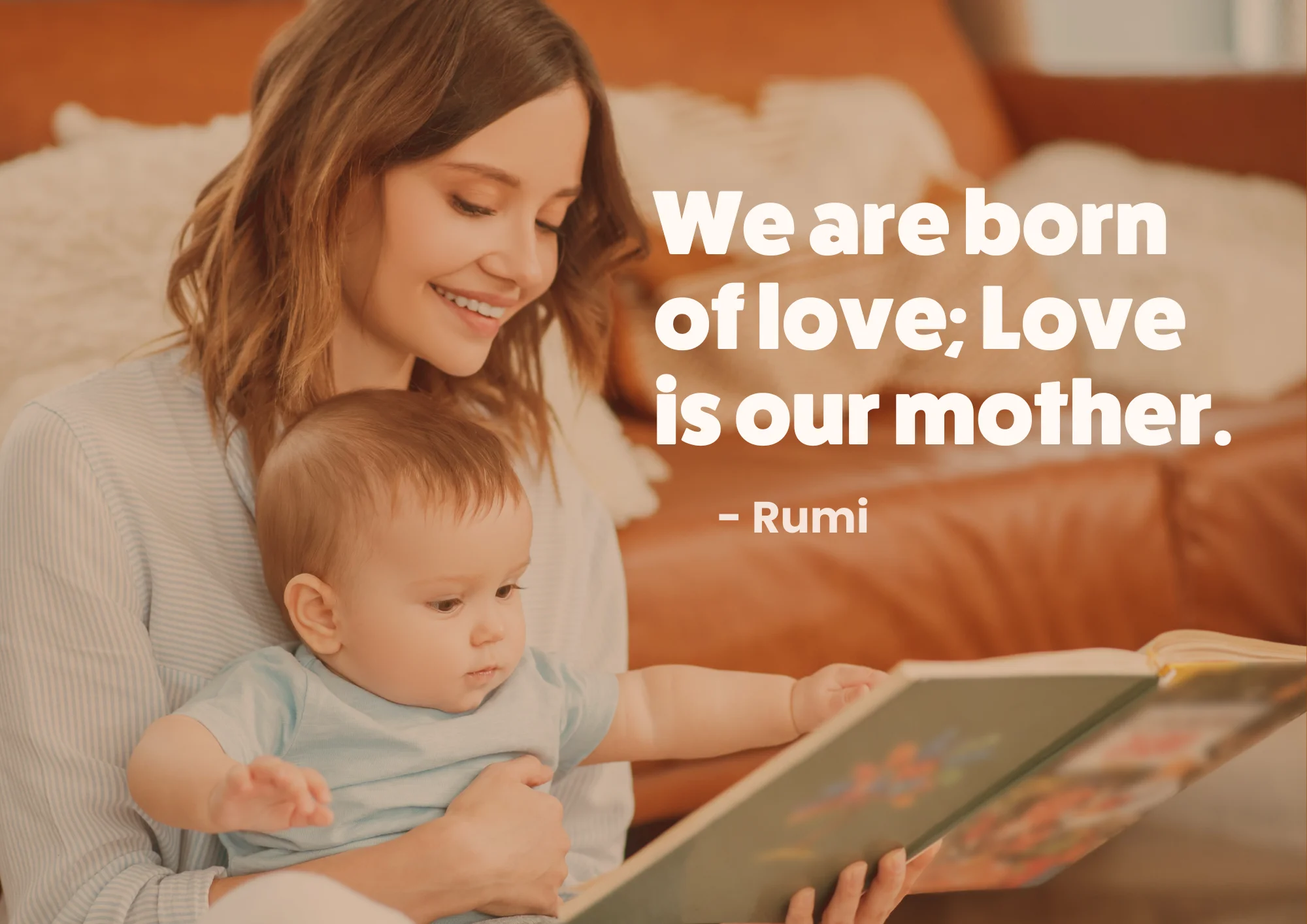 Baby son and mom reading enjoying time