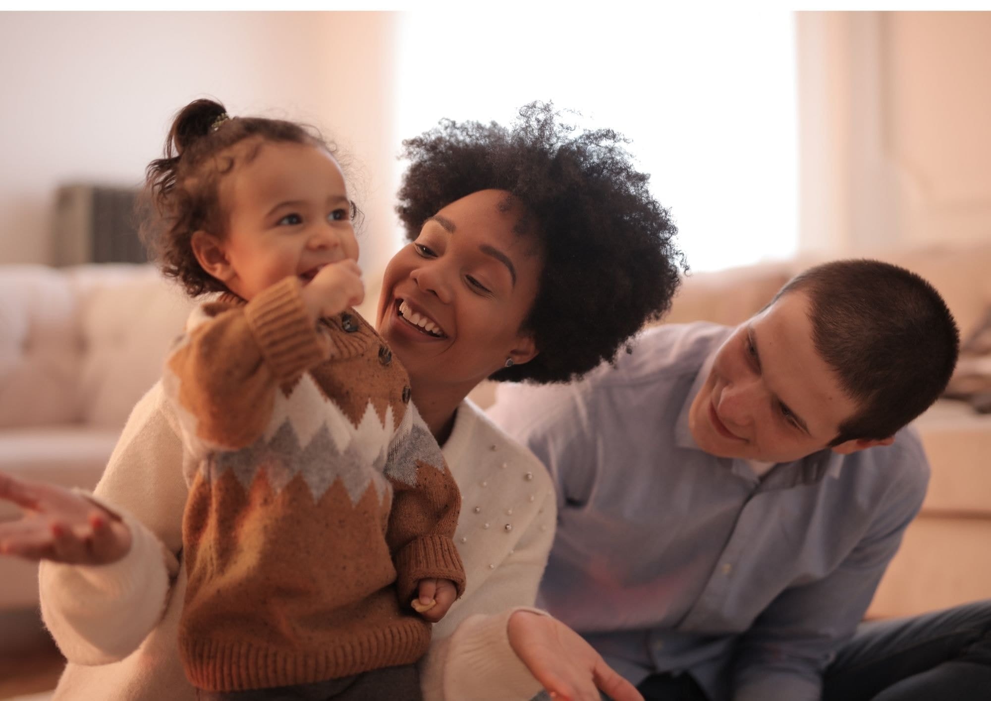 Father and mother laughing together